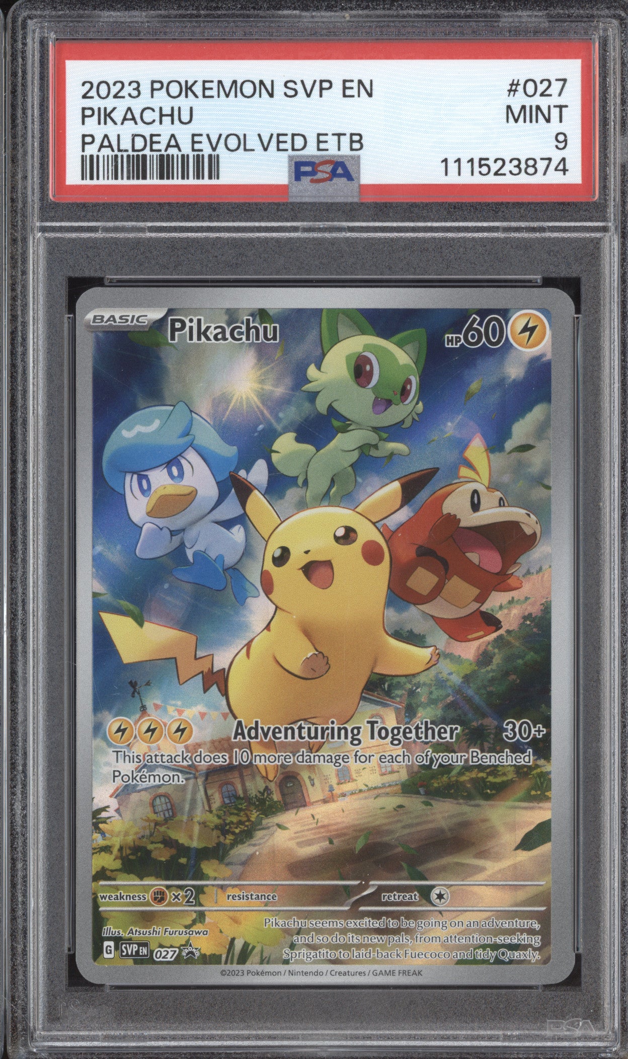 Pikachu 2023 Pokemon Scarlet & Violet Promos 027 Black Star Promo PSA 9