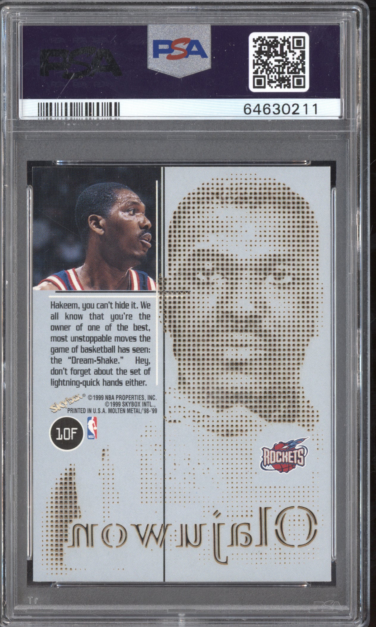 Hakeem Olajuwon 1998-1999 Skybox Molten Metal 10F Fusion PSA 9