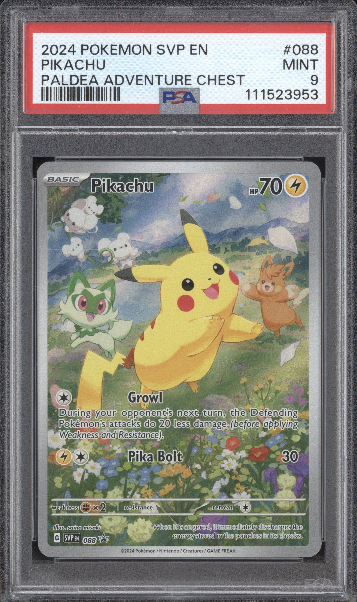Pikachu 2024 Pokemon Scarlet & Violet Promos 088 Black Star Promo PSA 9