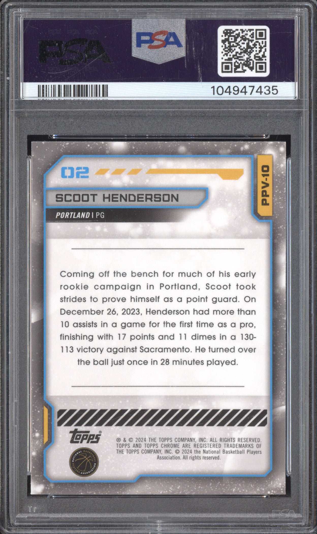 Scoot Henderson 2023-24 Topps Cosmic Chrome Planetary Pursuit Venus RC PSA 10
