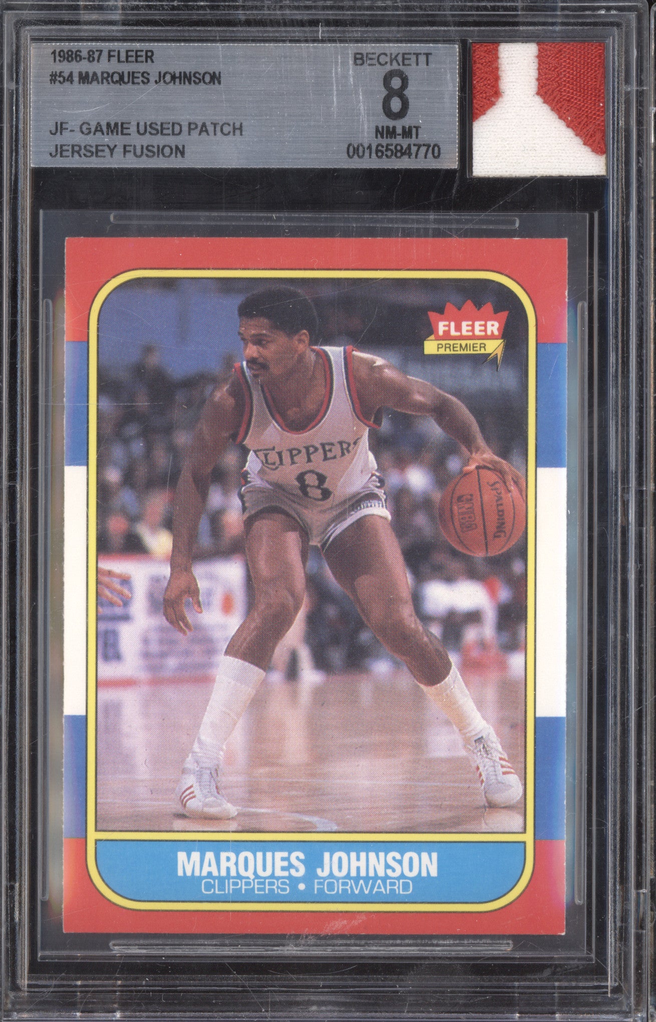 Marques Johnson 1986-87 Fleer Jersey Fusion 54 Game-Used Jersey BGS 8