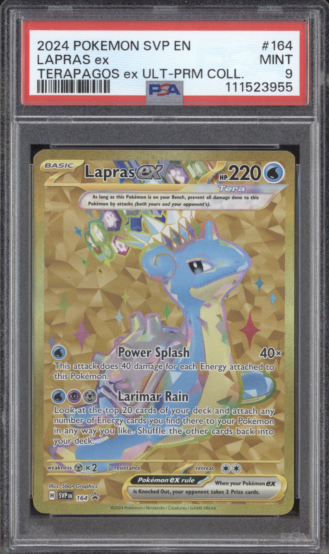 Lapras ex 2024 Pokemon Scarlet & Violet Promos 164 Ultra Premium Collection PSA 9