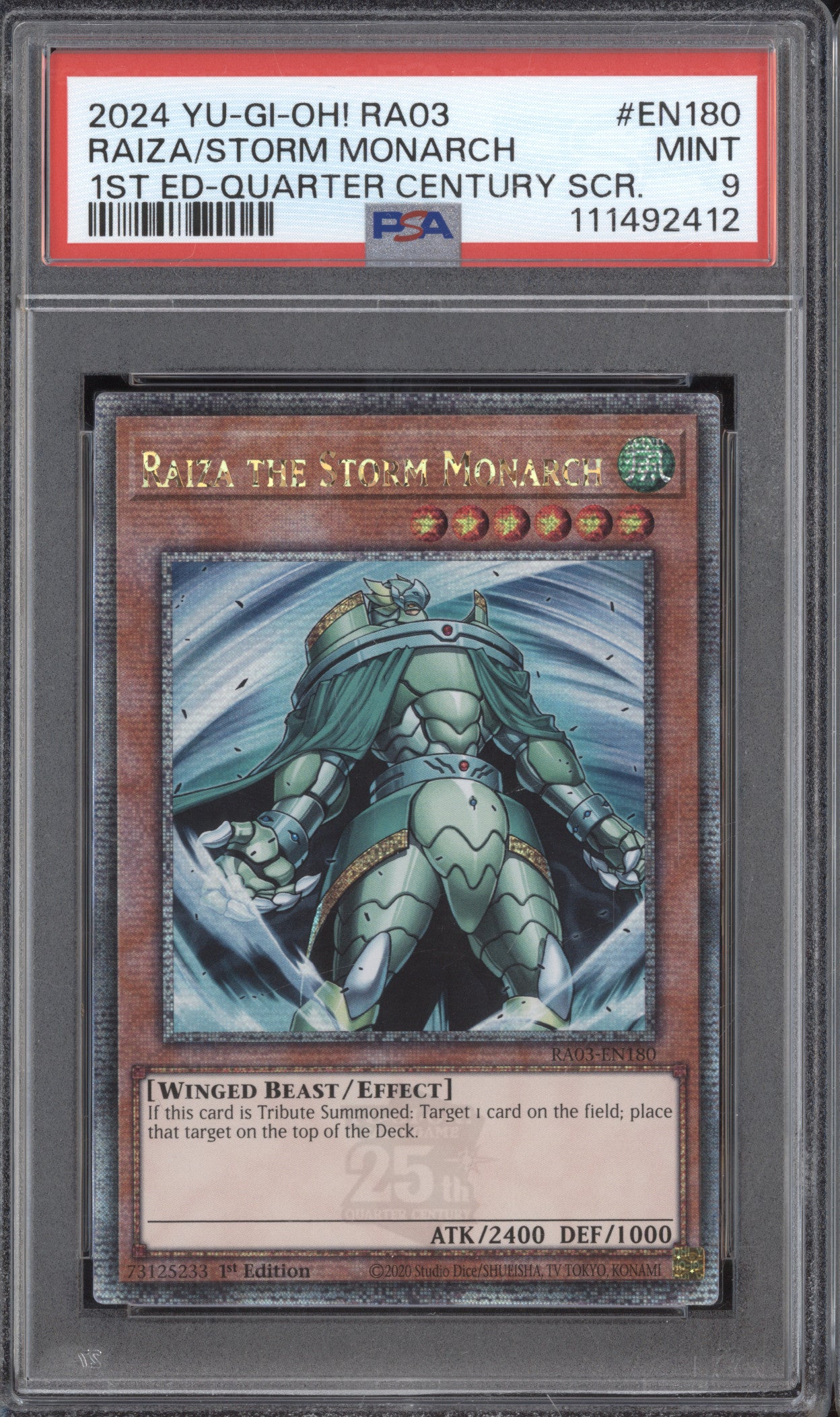 Raiza the Storm Monarch 2024 YuGiOh QC Bonanza RA03-EN180 1st Ed QCSR PSA 9