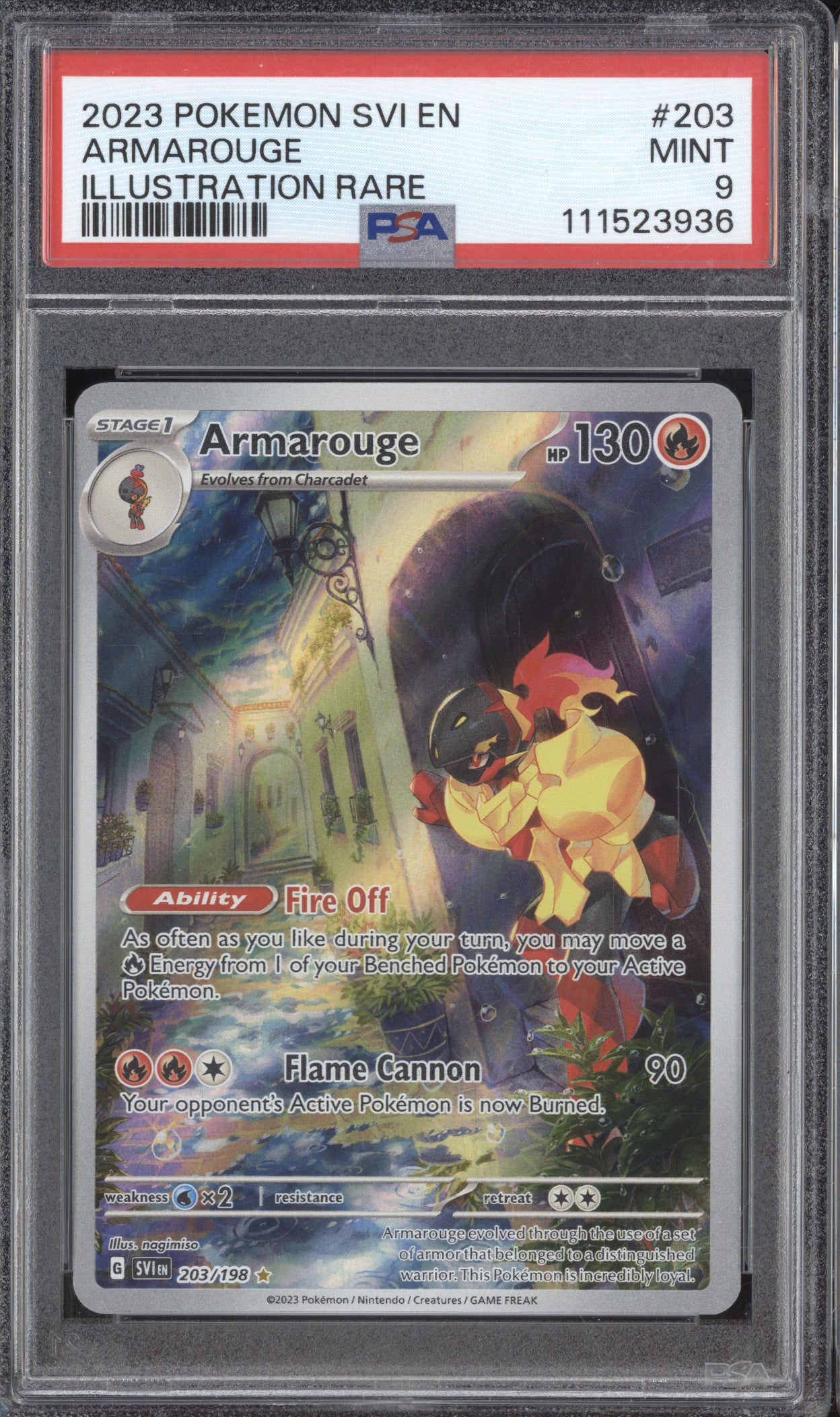 Armarouge 2023 Pokemon Scarlet & Violet 203/198 Illustration Rare PSA 9