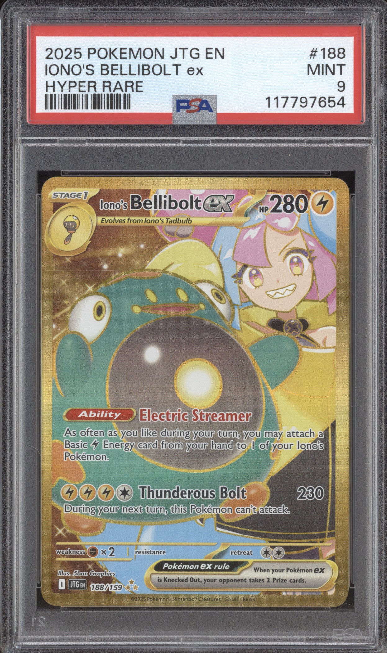 Iono's Bellibolt ex 2025 Pokemon Journey Together 188/159 Hyper Rare P