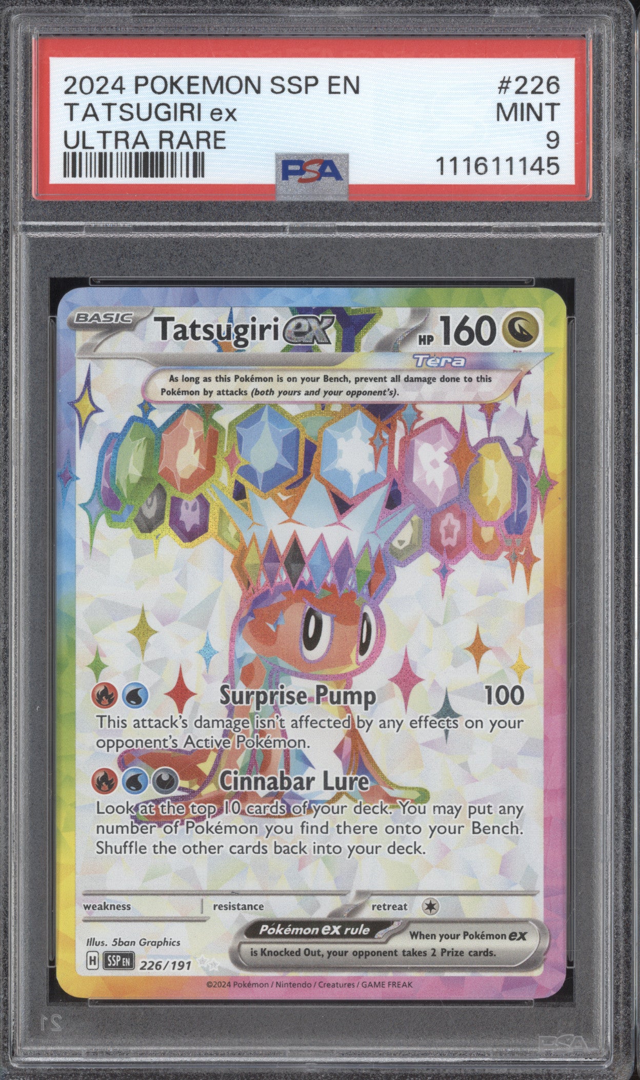Tatsugiri ex 2024 Pokemon Surging Sparks 226/191 Ultra Rare PSA 9