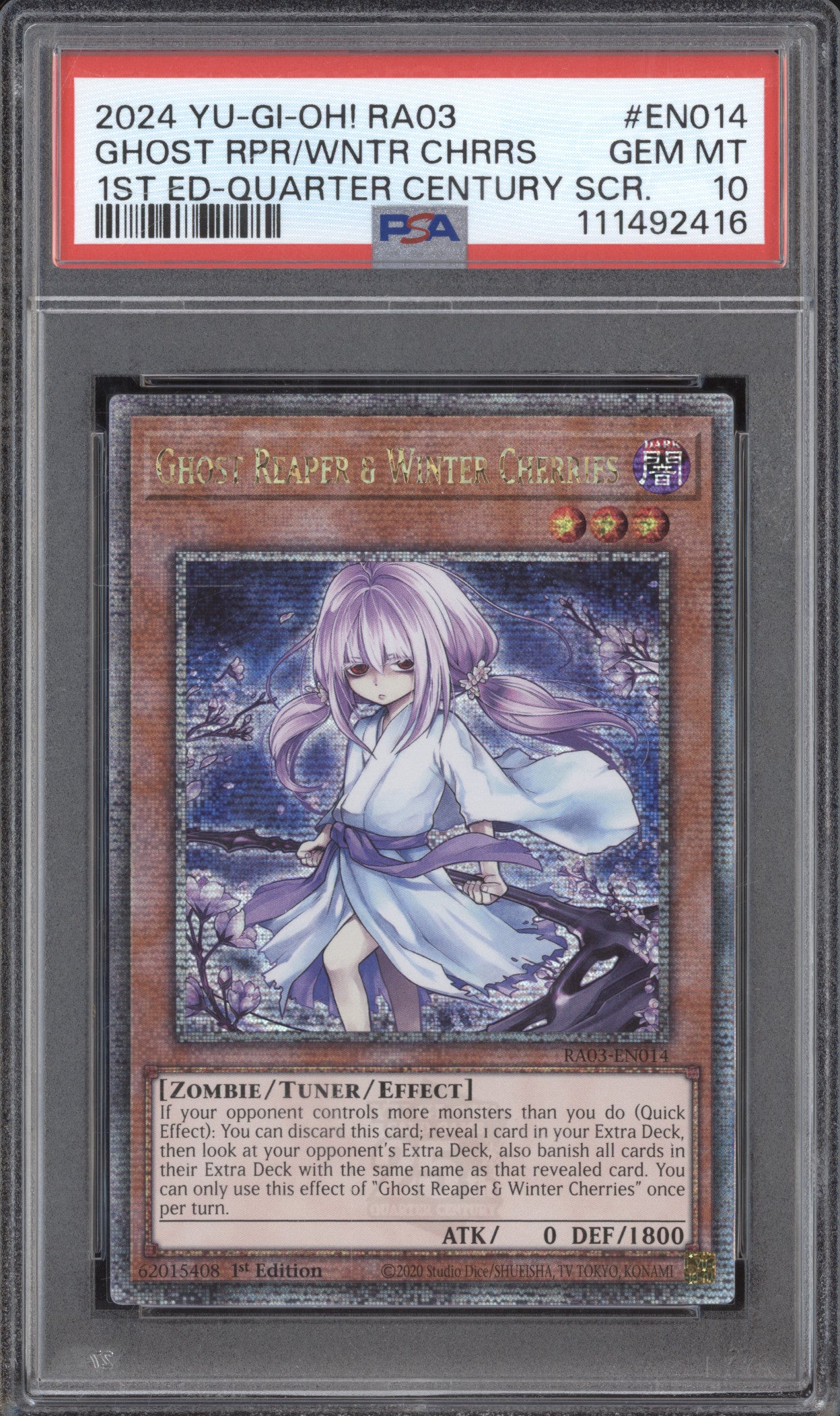 Ghost Reaper & Winter Cherries  YuGiOh QC Bonanza RA03-EN014 1st Ed QCSR PSA 10