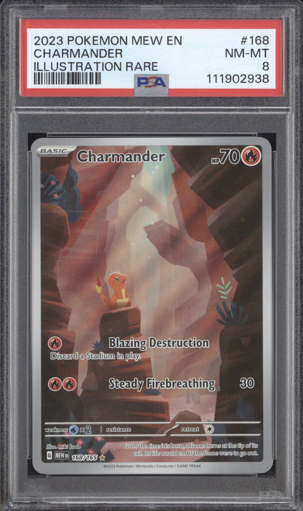 Charmander 2023 Pokemon 151 168/165 Illustration Rare PSA 8