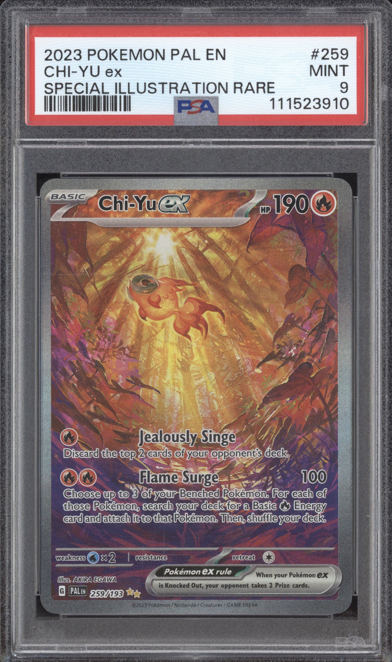 Chi-Yu ex 2023 Pokemon Paldea Evolved 259/193 Special Illustration Rare PSA 9