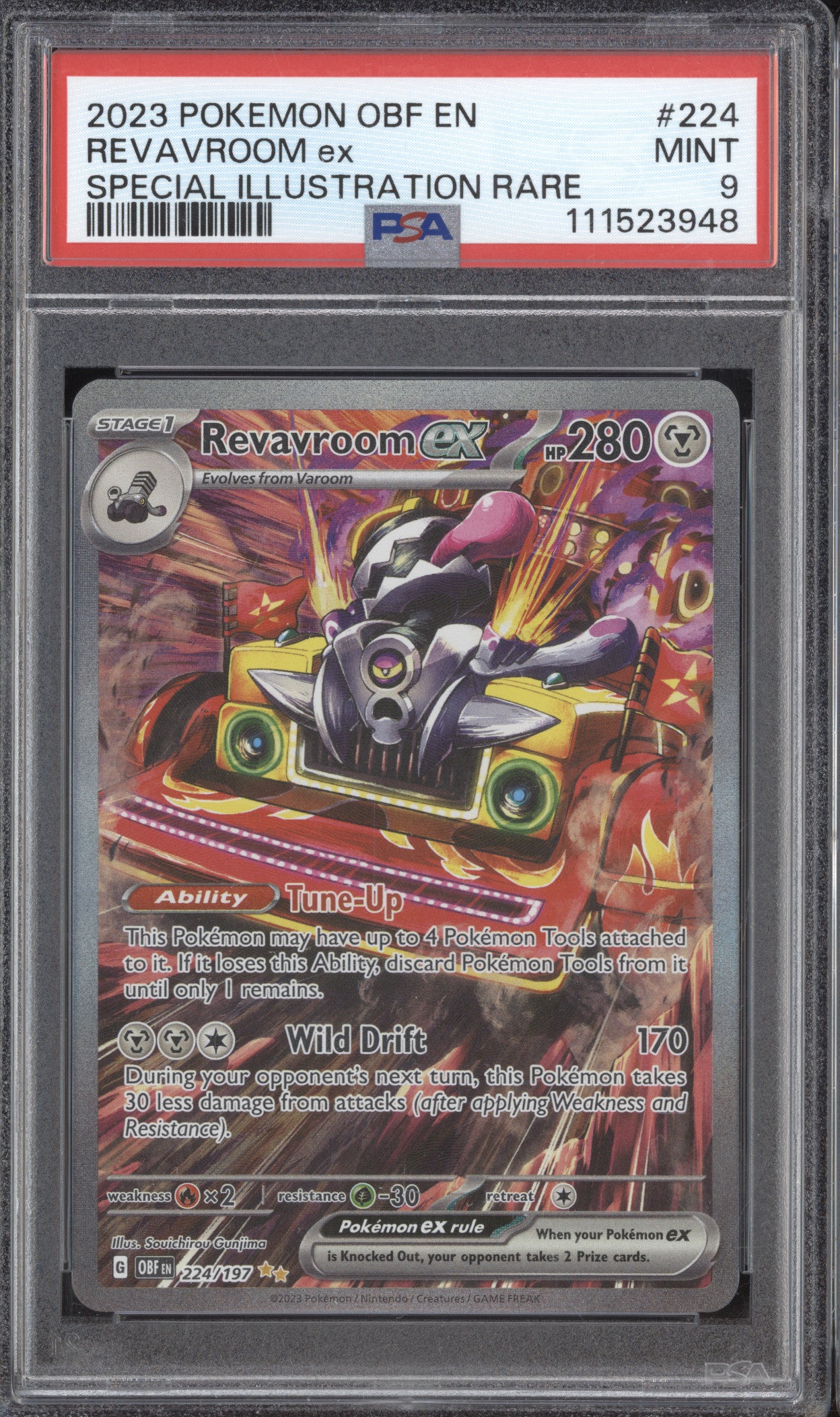 Revavroom ex  Pokemon Obsidian Flames 224/197 Special Illustration Rare PSA 9