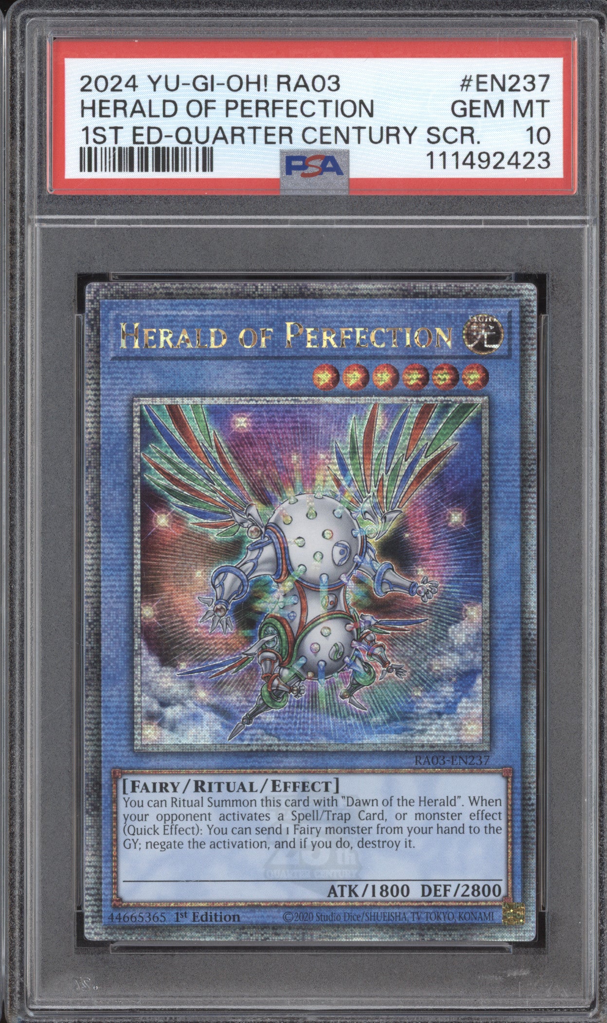 Herald of Perfection 0 YuGiOh Quarter Century Bonanza EN237 1st Ed QCSR PSA 10