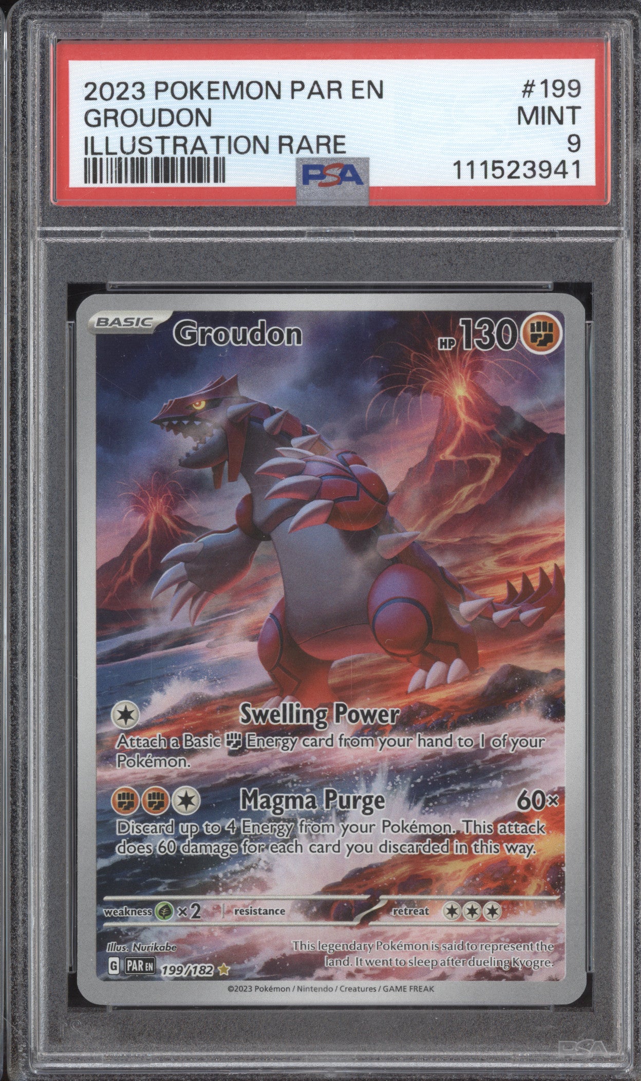 Groudon 2023 Pokemon Paradox Rift 199/182 Illustration Rare PSA 9