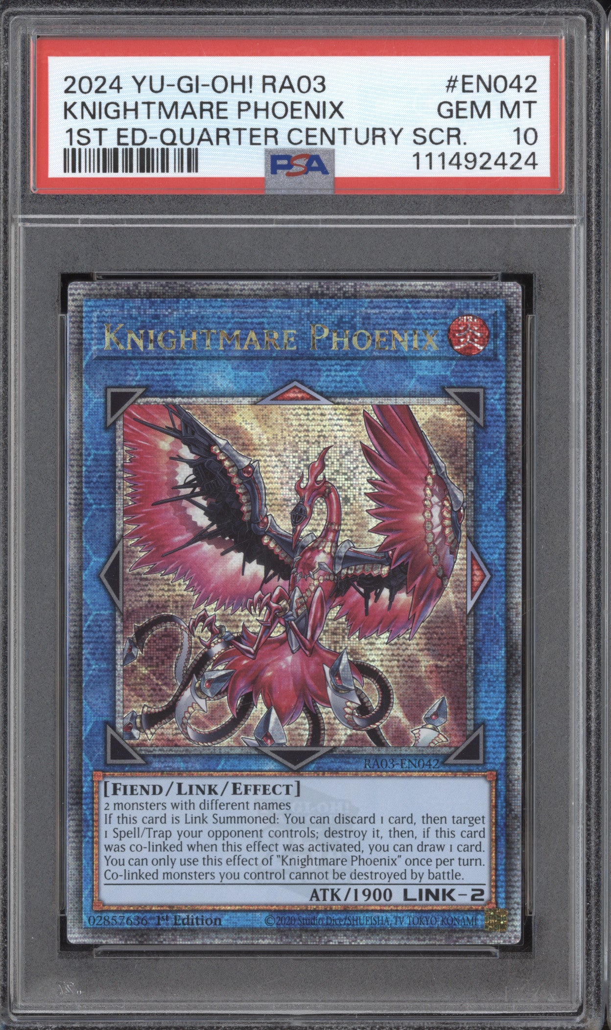 Knightmare Phoenix  YuGiOh Quarter Century Bonanza EN042 1st Ed QCSR PSA 10