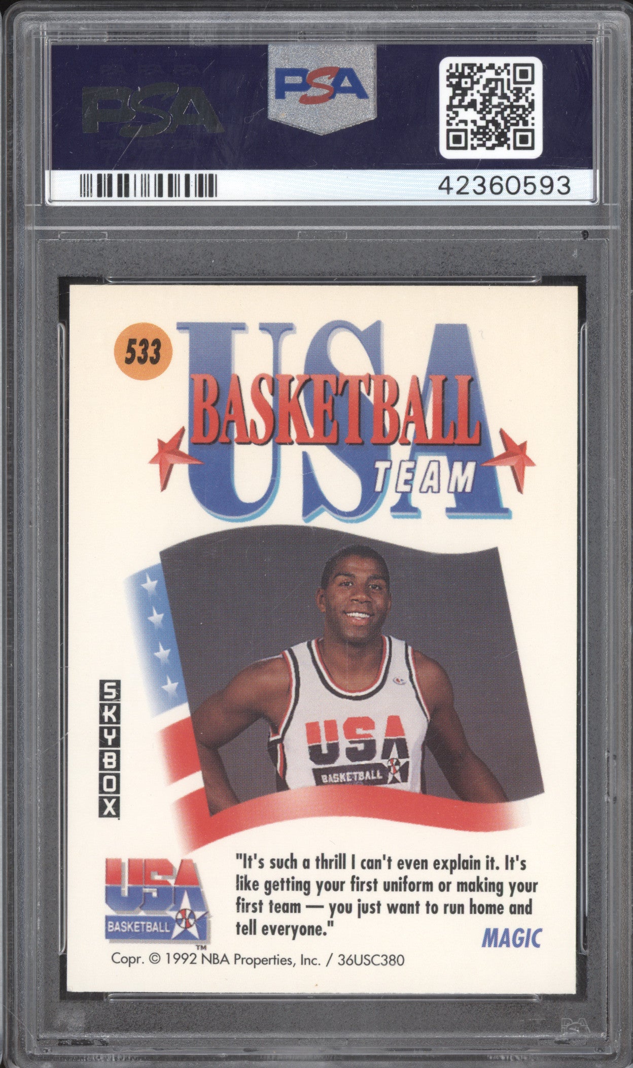 Magic Johnson 1991 Skybox  533 USA PSA 9