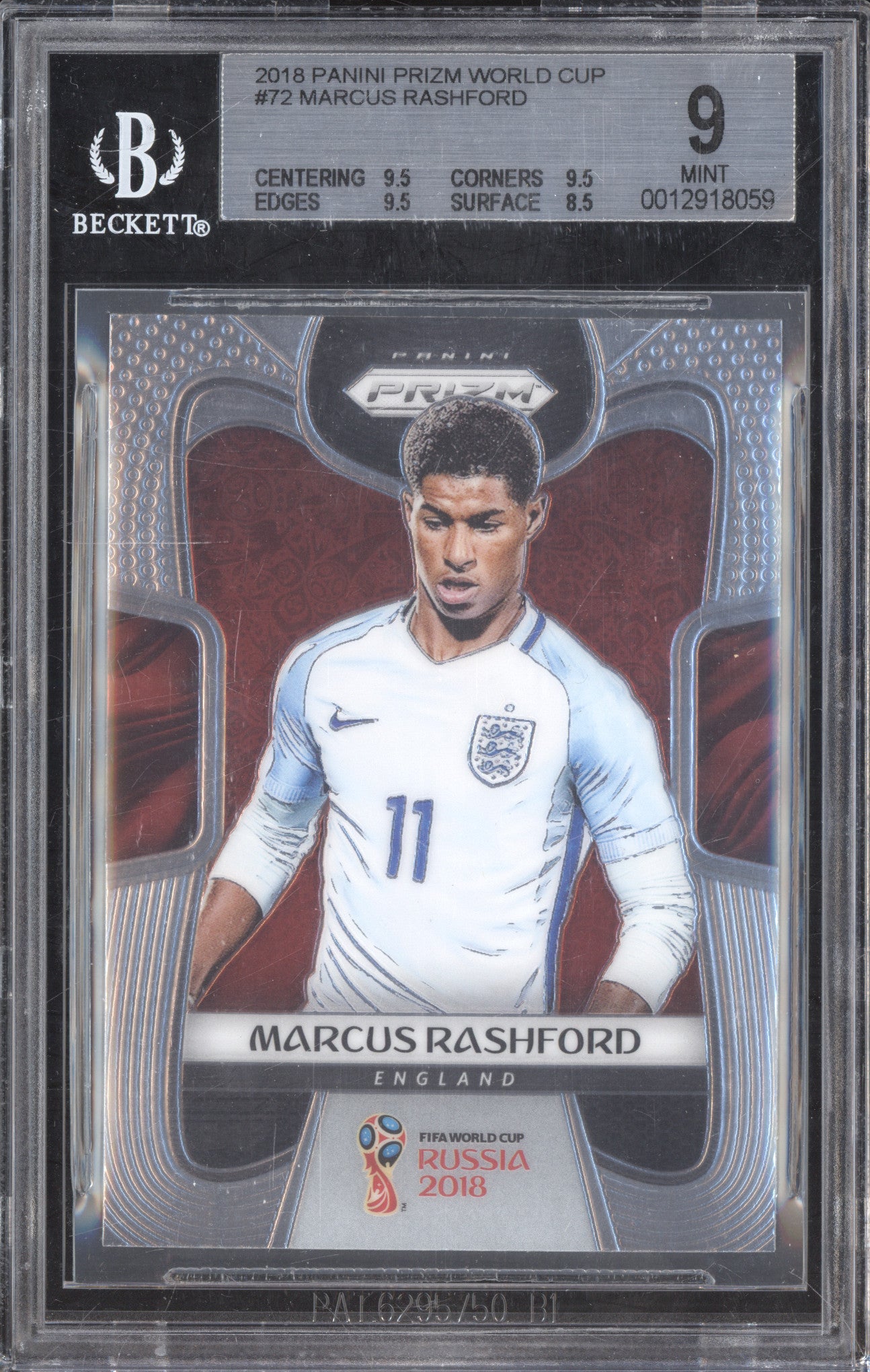 Marcus Rashford 2018 Panini Prizm World Cup 72 RC BGS 9