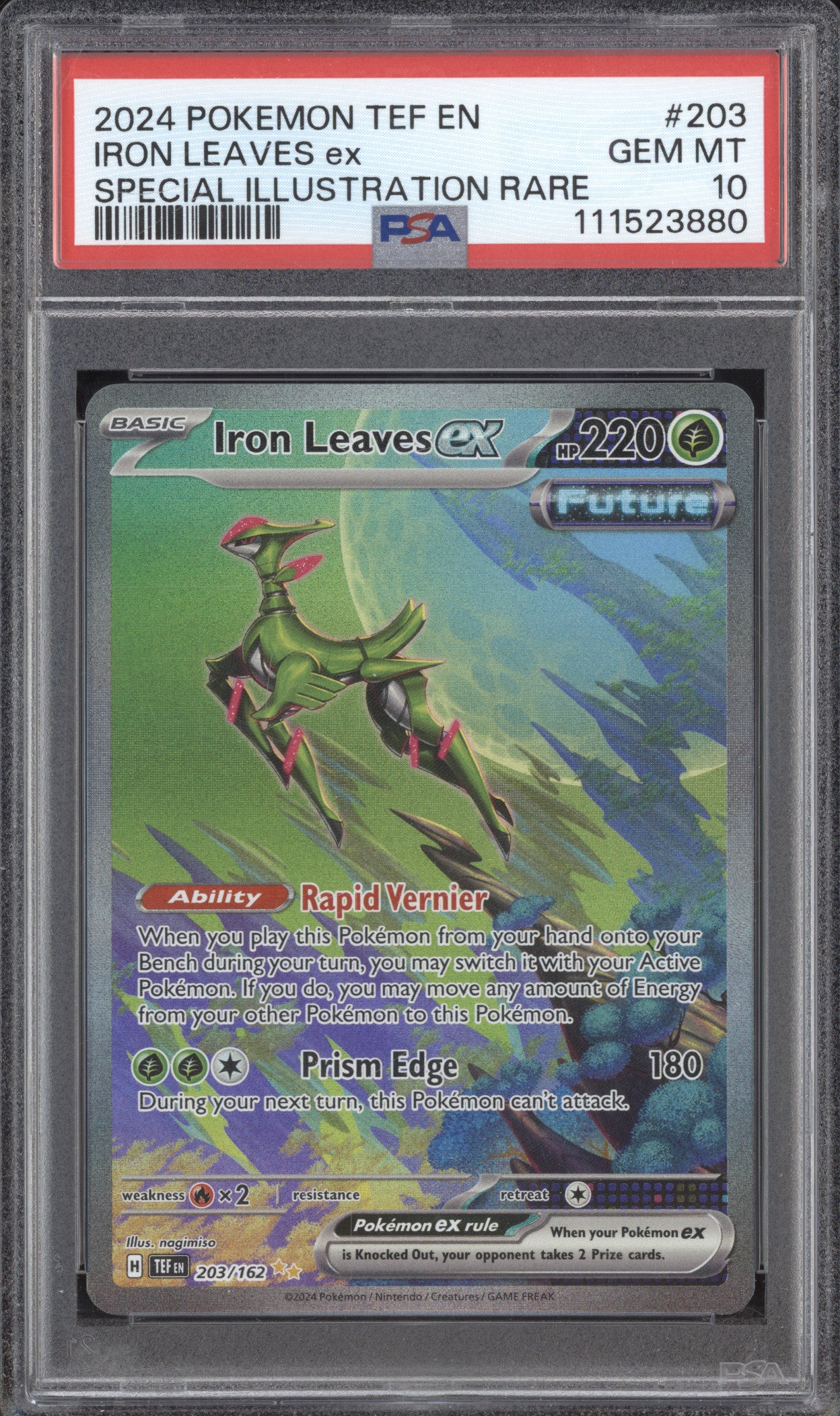 Iron Leaves ex  Pokemon Temporal Forces 203 Special Illustration Rare PSA 10