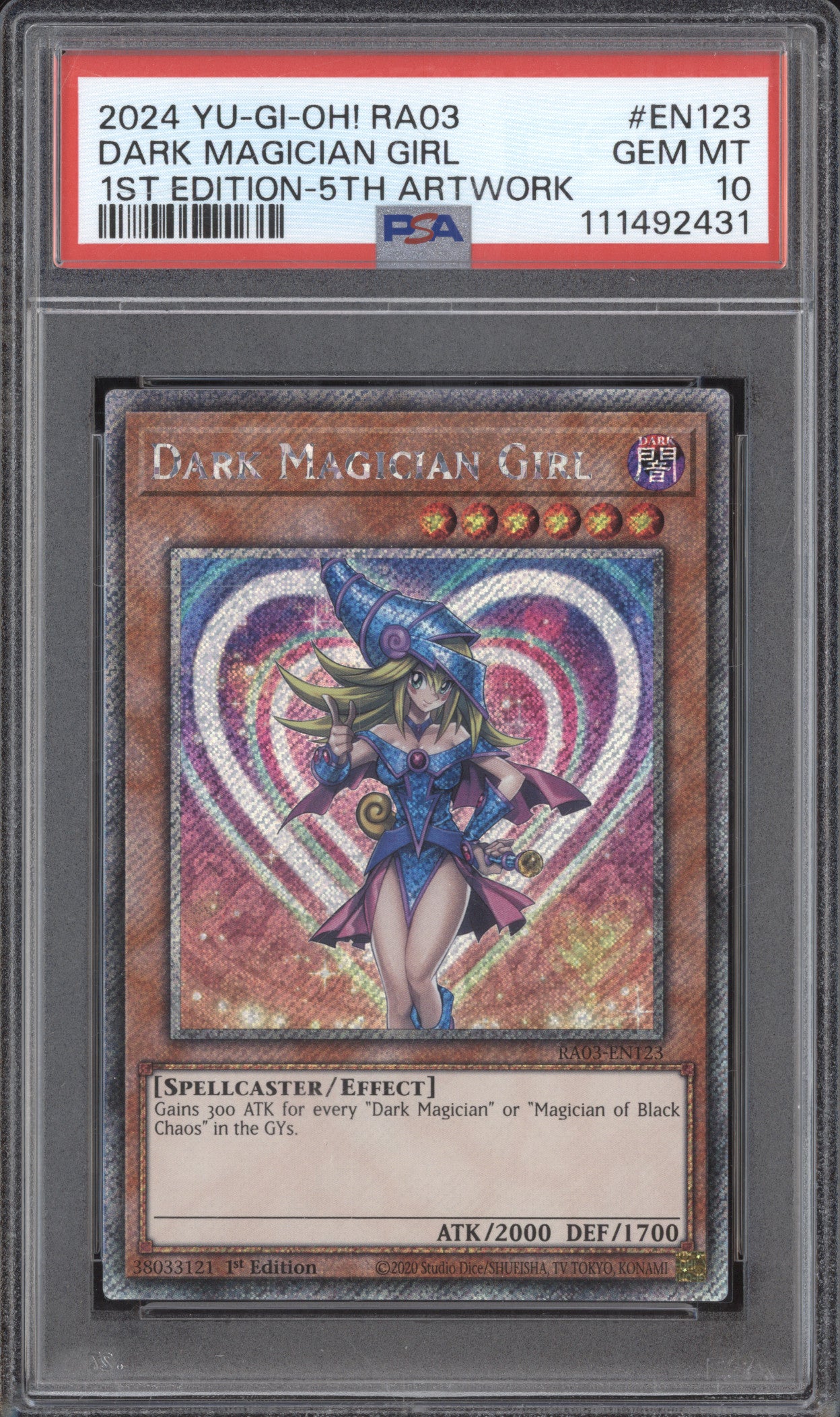 Dark Magician Girl 0 YuGiOh QC Bonanza RA03-EN123 1st Edition 5th Artwork PSA 10