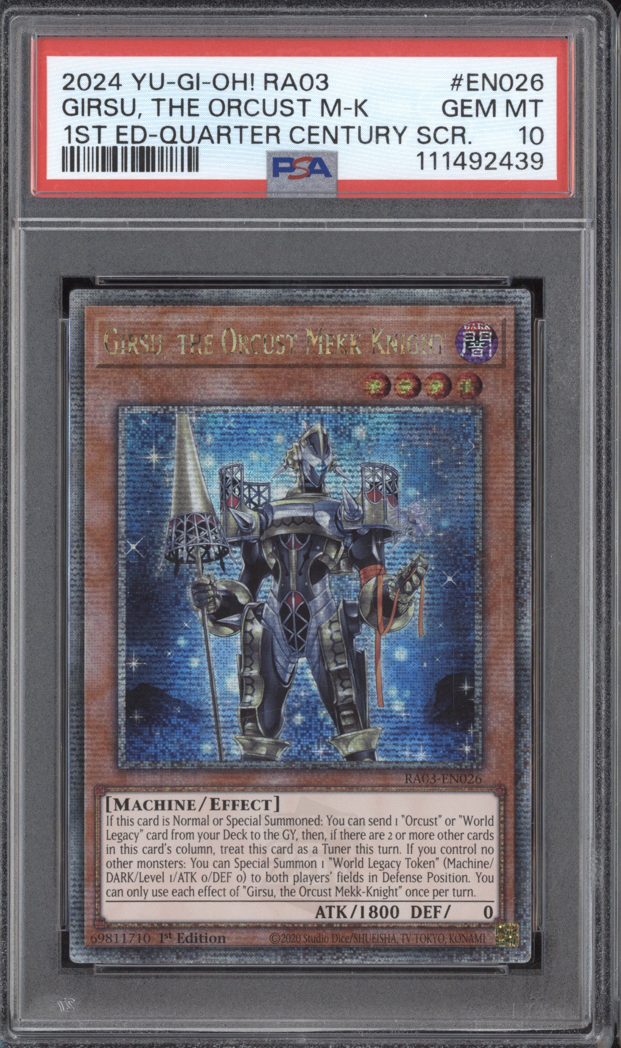 Girsu, The Orcust Mekk-Knight  YuGiOh QC Bonanza RA03-EN026 1st Ed QCSR PSA 10