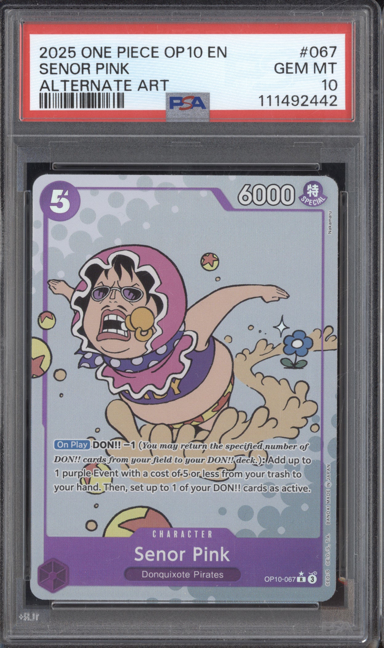 ヴァイスシュヴァルツ ロボコさん TD - PINK SIG GEM MT 10 Senor Pink 2025 One Piece Royal Blood OP10-067 Rare Alternate Art PSA