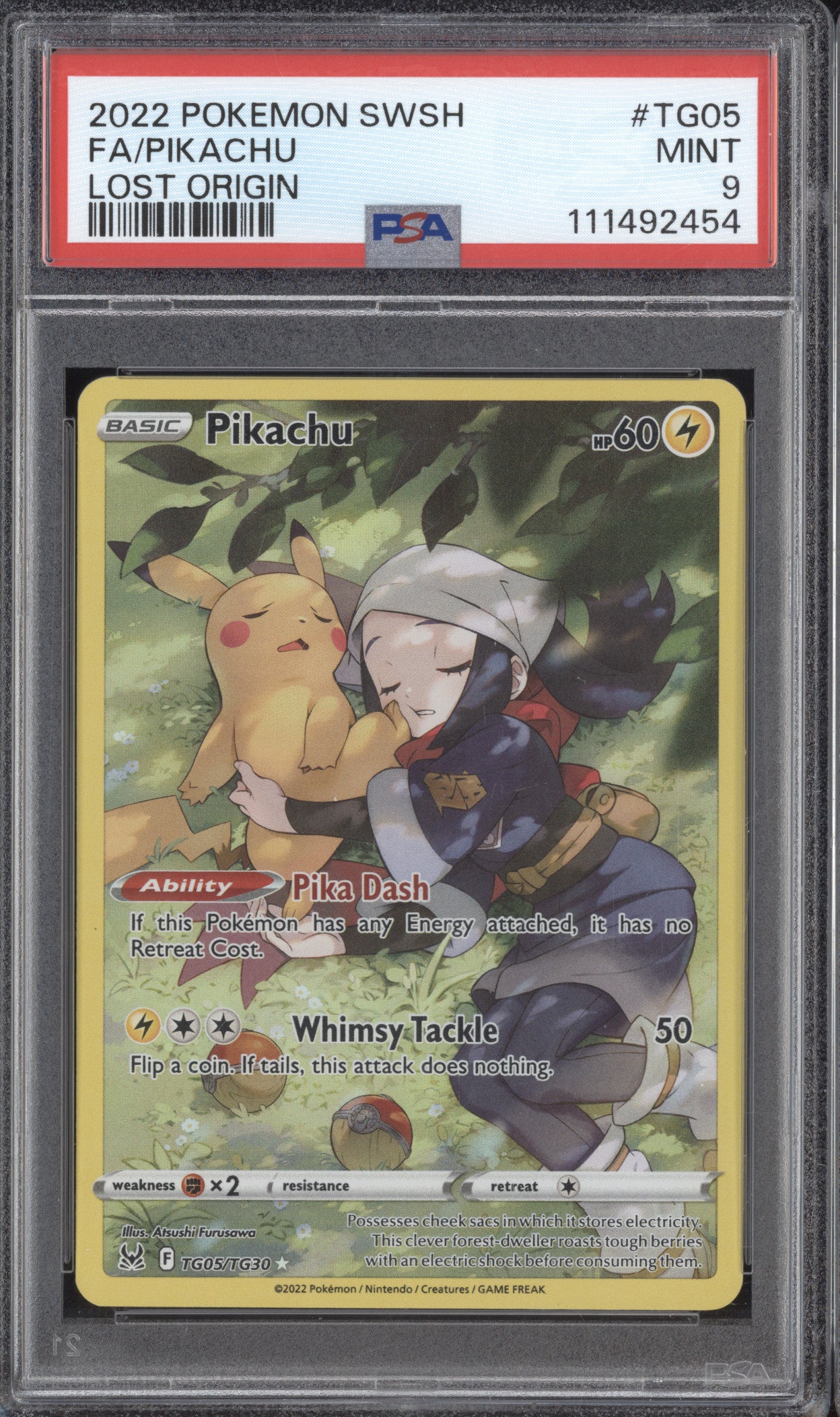 Pikachu 2022 Pokemon Lost Origin TG05/TG30 Full Art PSA 9
