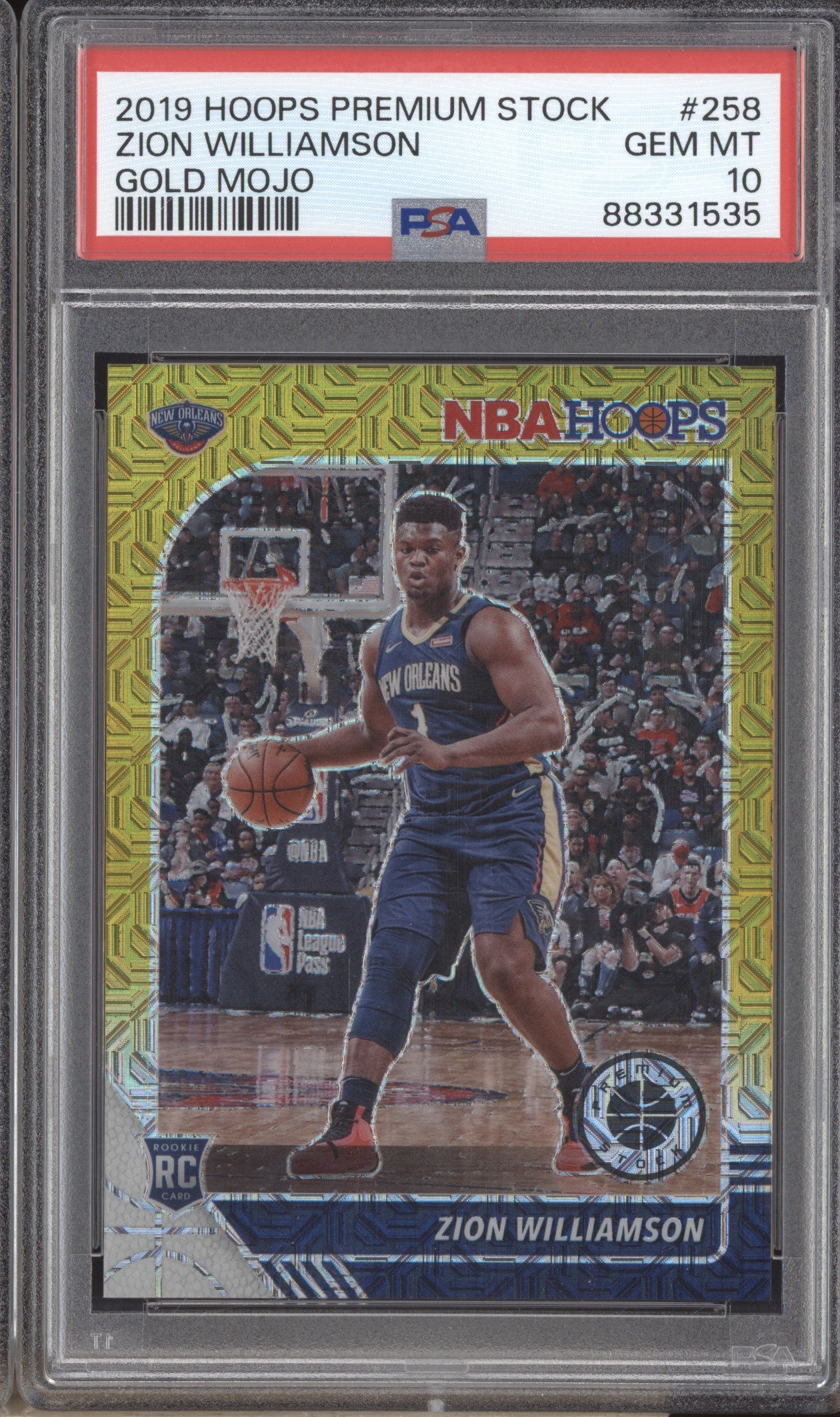 Zion Williamson 2019-20 Panini Hoops Premium Stock 258 Gold Mojo RC 6/10 PSA 10