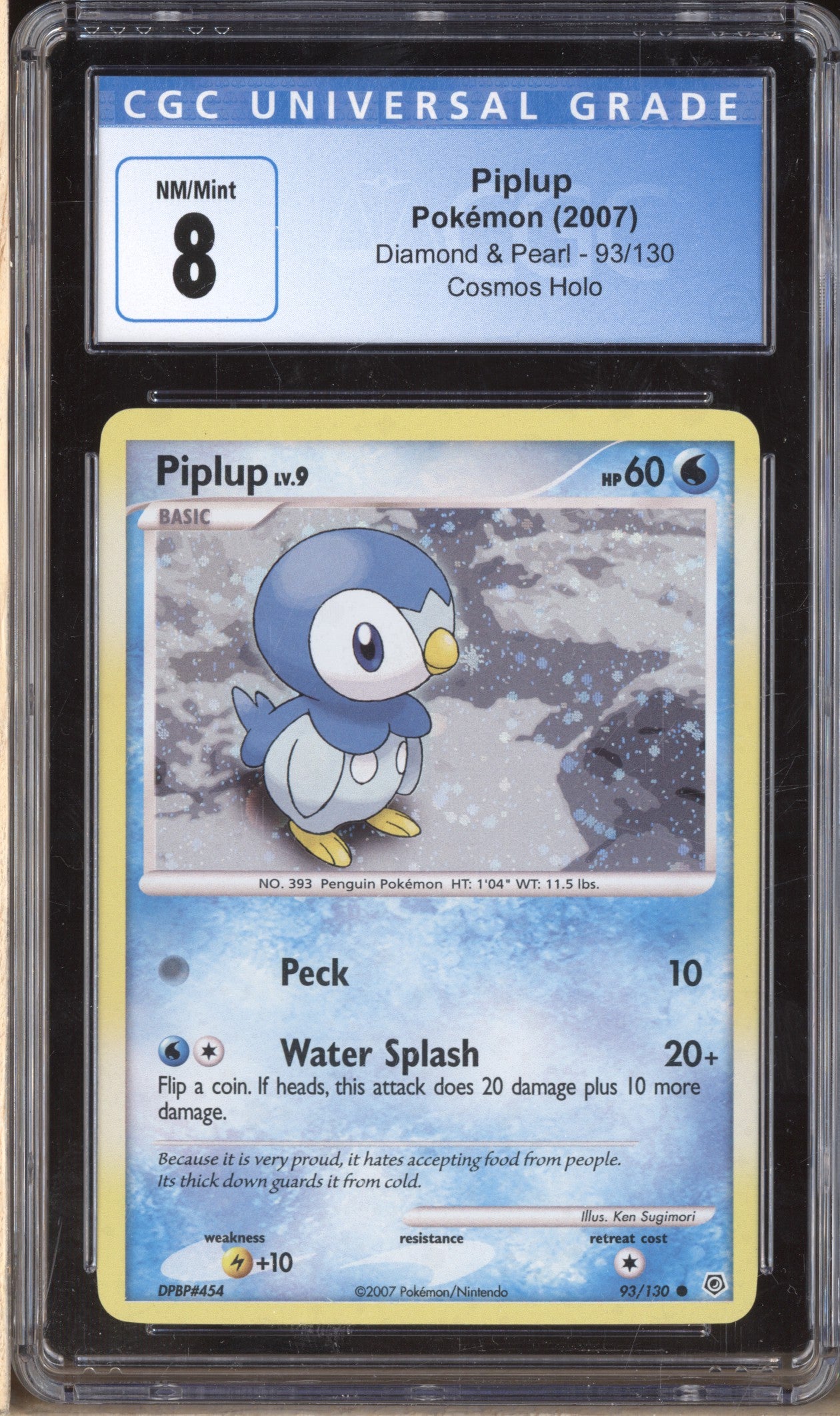 Piplup 2007 Pokemon Diamond & Pearl 93/130 Cosmos Holo CGC 8