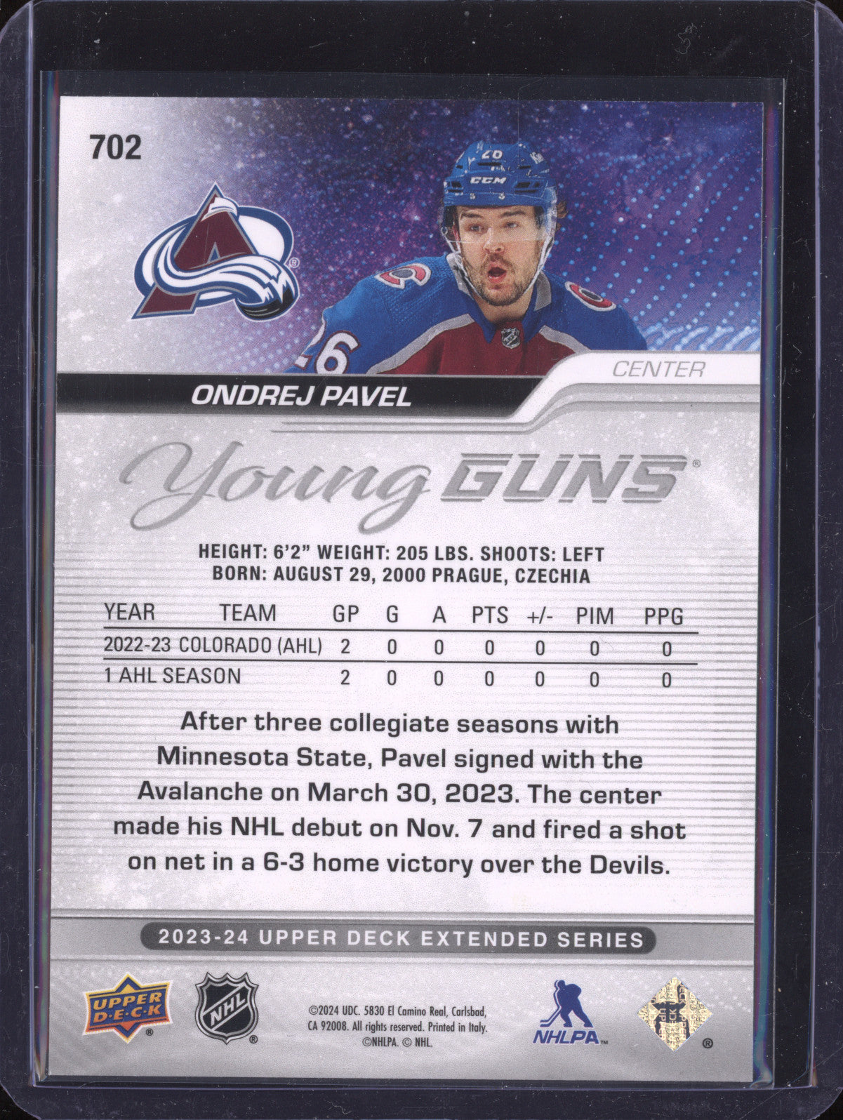 Ondrej Pavel 2023-24 Upper Deck Extended Series 702 Young Guns