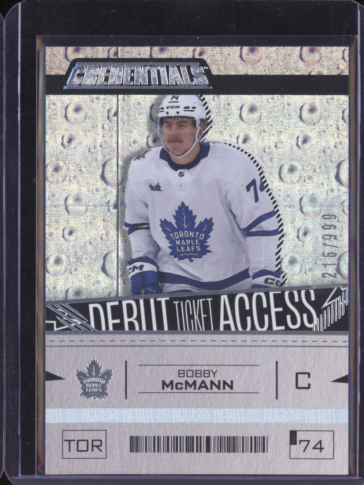 Bobby McMann 2023-24 Upper Deck Credentials 124 Debut Ticket Access RC 216/999