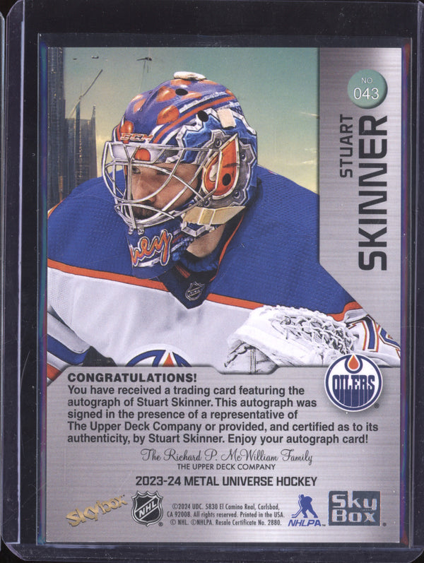 Stuart Skinner 2023-24 Sky Box Metal Universe 43 Silver Auto