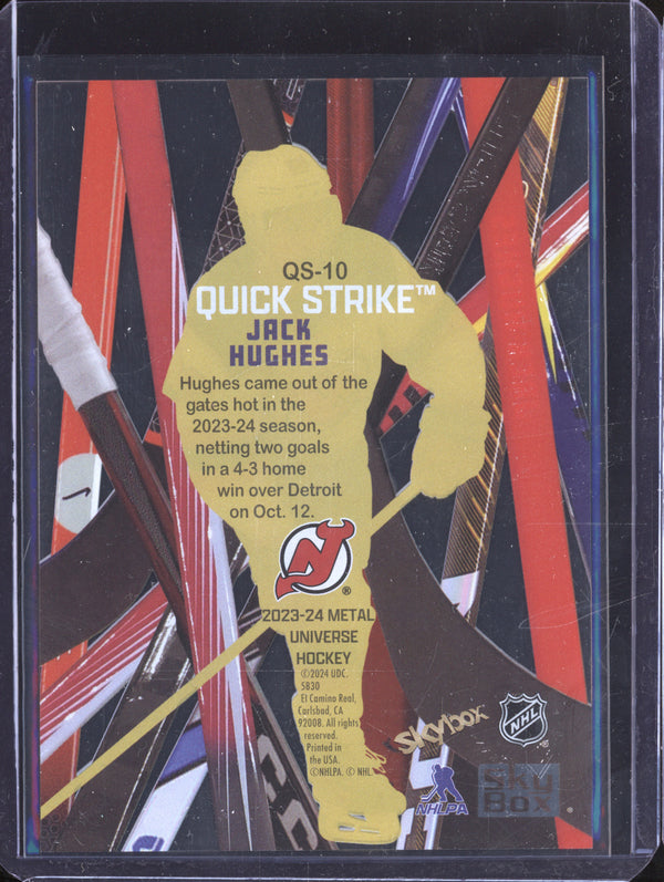 Jack Hughes 2023-24 Sky Box Metal Universe QS-10 Quick Strike