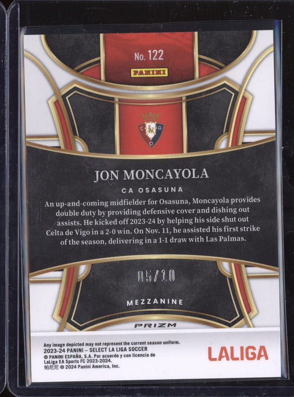 Jon Moncayola 2023-24 Panini La Liga International 122 Gold Wave 5/10