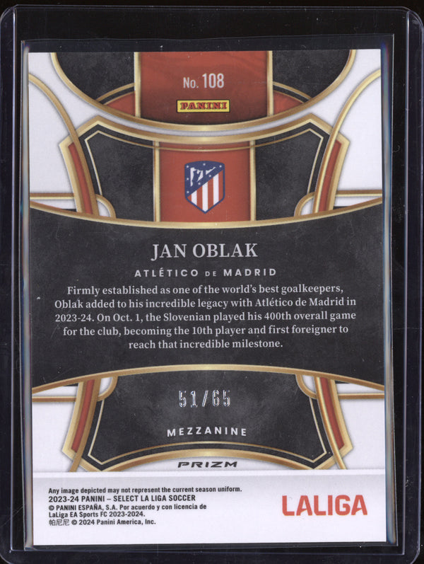 Jan Oblak 2023-24 Panini La Liga International 108 Red Wave 51/65