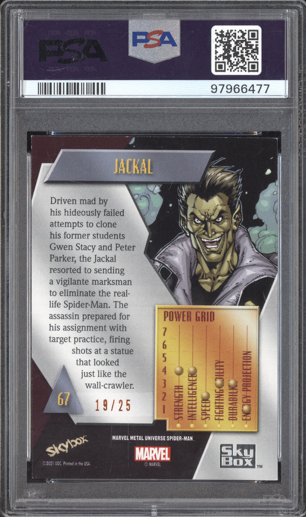 Jackal 2022 Skybox Metal Universe Spider-Man 67 Light FX Orange 19/25 PSA 7