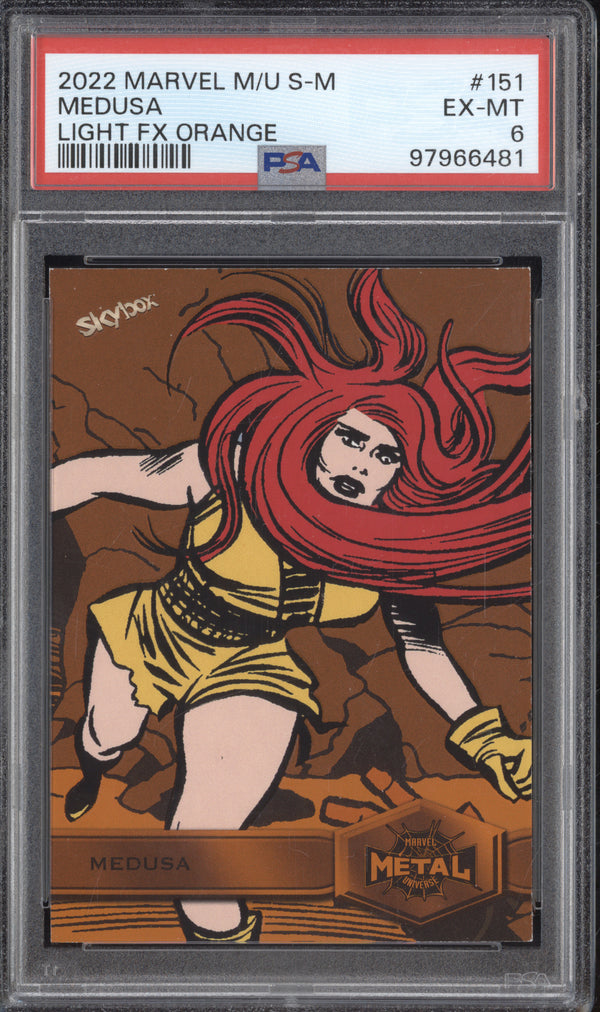 Medusa 2022 Skybox Metal Universe Spider-Man 151 Light FX Orange 24/25 PSA 6