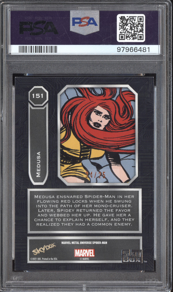 Medusa 2022 Skybox Metal Universe Spider-Man 151 Light FX Orange 24/25 PSA 6