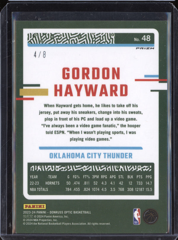 Gordon Hayward 2023-24 Panini Donruss Optic 48 Black Gold 4/8