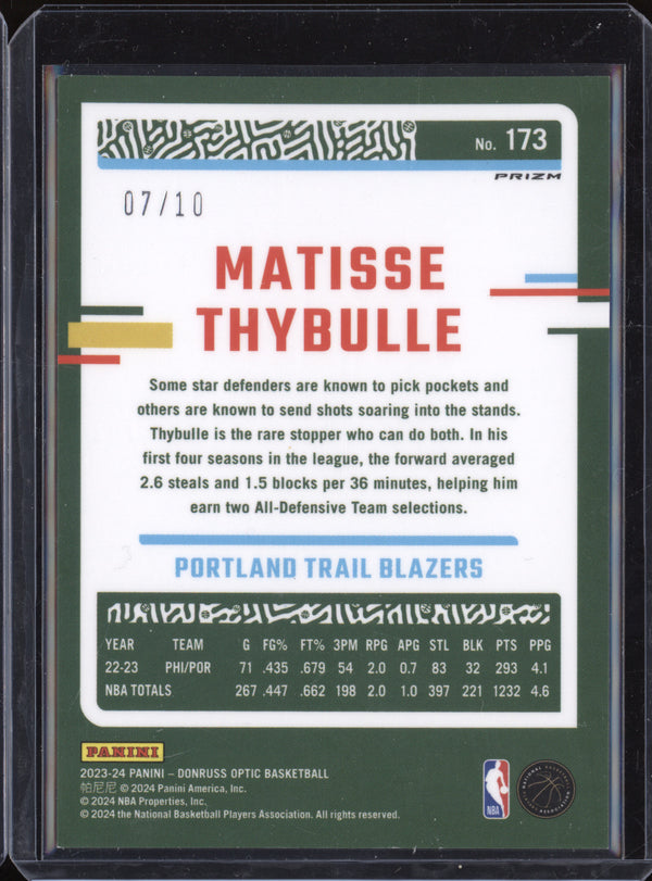 Matisse Thybulle 2023-24 Panini Donruss Optic 173 Gold International 7/10