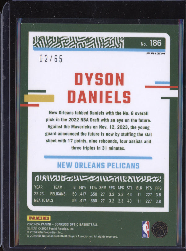 Dyson Daniels 2023-24 Panini Donruss Optic 186 Green International 2/65