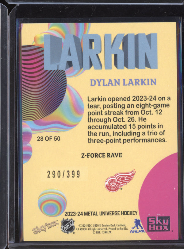 Dylan Larkin 2023-24 Skybox Metal Universe Hockey 28 Z-Force Rave 290/399