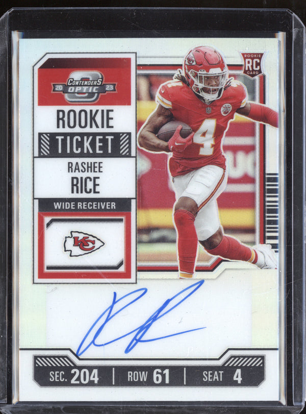 Rashee Rice 2023 Panini Contenders Optic 129 Rookie Ticket Auto Silver RPS RC