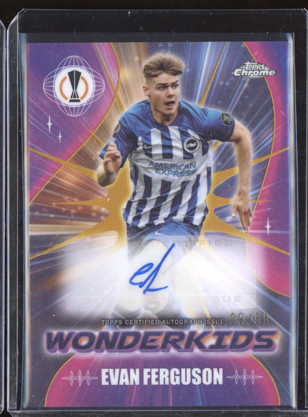 Evan Ferguson 2023-24 Topps Chrome UEFA Club WA-EF Wonderkids Auto Gold 9/50