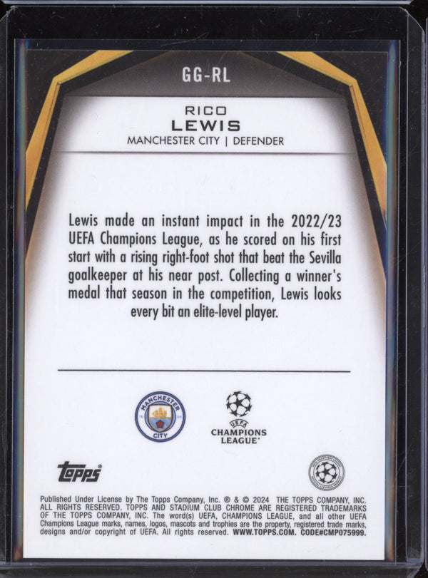 Rico Lewis 2023-24 Topps Stadium Club Chrome UEFA Glimpses of Gold Gold 4/50