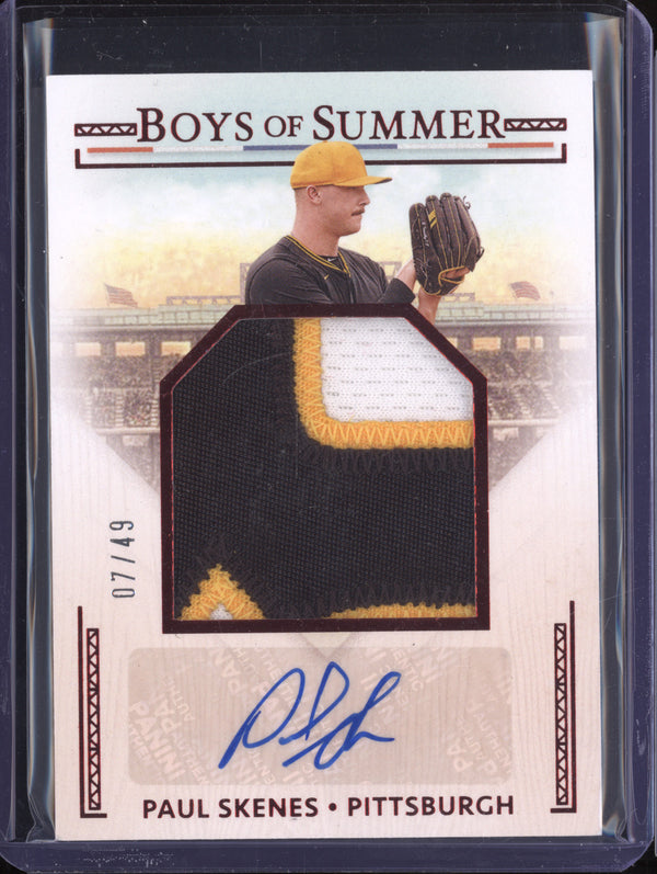 Paul Skenes 2024 Panini Boys of Summer Jumbo Material Patch Auto Red RC 7/49