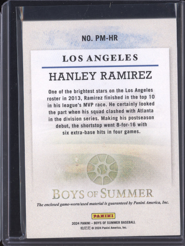 Hanley Ramirez 2024 Panini Boys of Summer PM-HR Pastime Materials Jersey 17/149