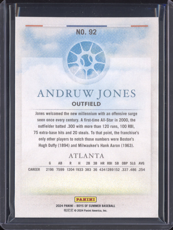 Andruw Jones 2024 Panini Boys of Summer 92 Blue 27/99