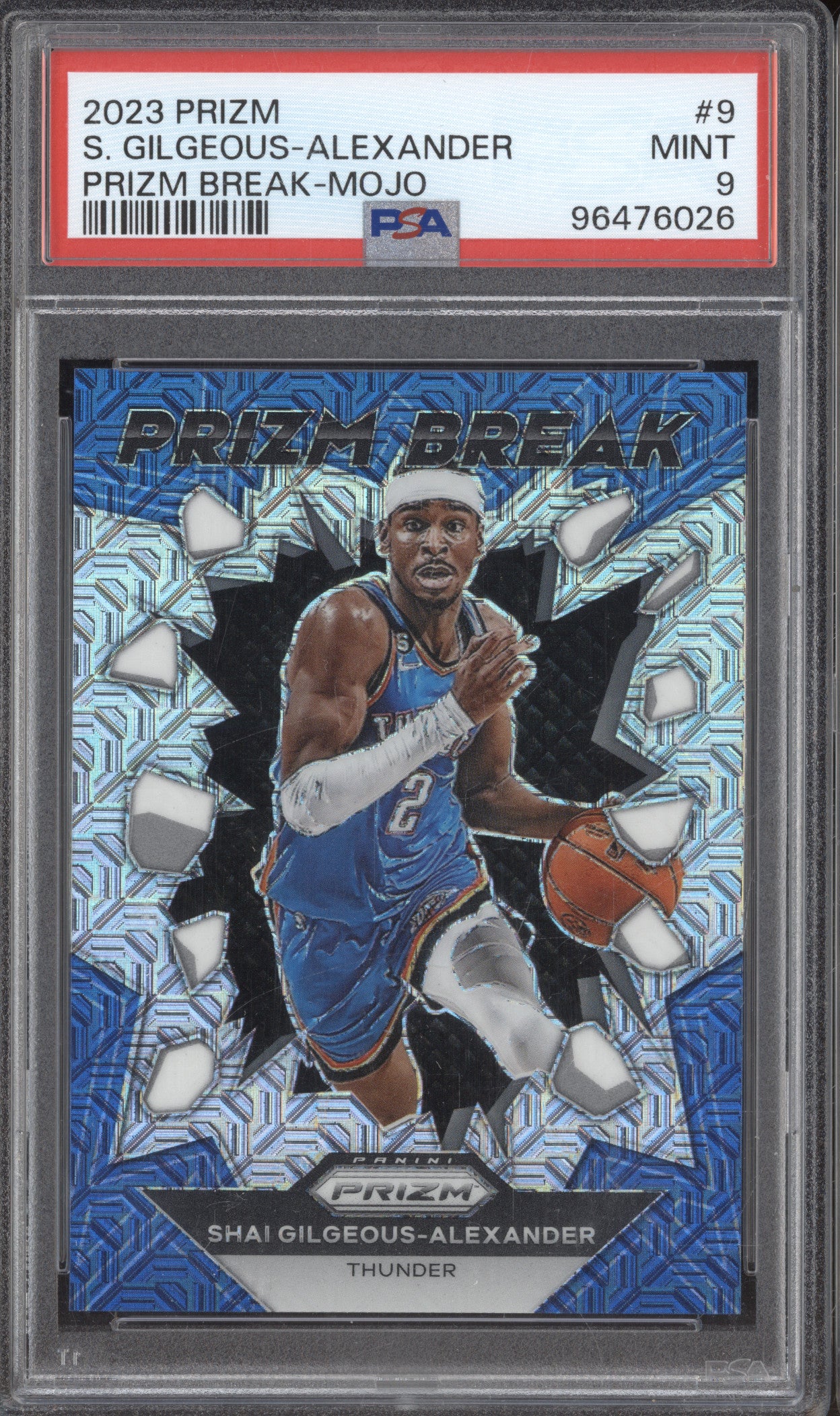 2023 Panini Prizm 9 Shai Gilgeous-Alexander Prizm Break Mojo 11/25 PSA 9