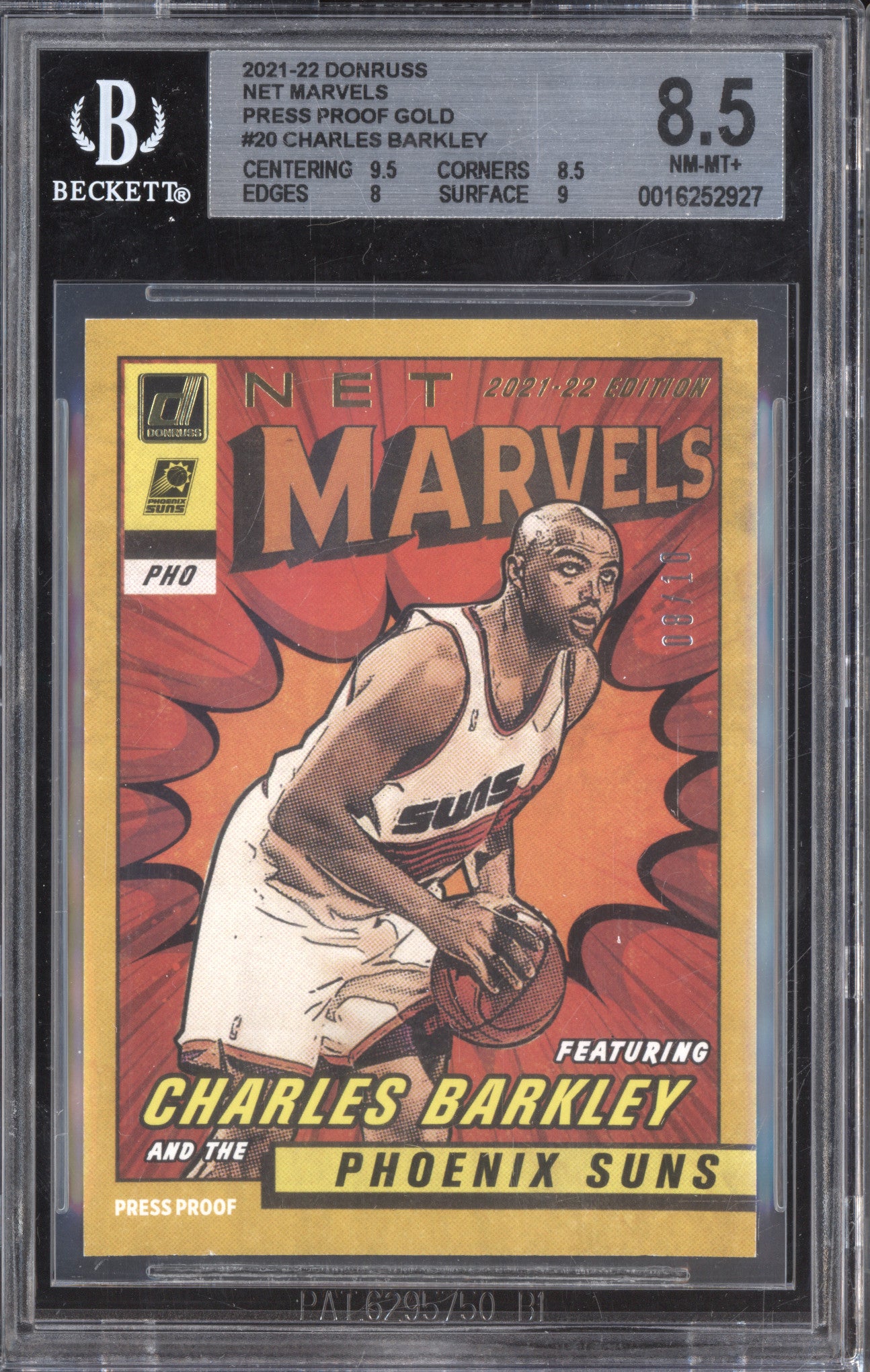 Charles Barkley 2021-22 Panini Donruss Net Marvels Gold Press Proof /10 BGS 8.5