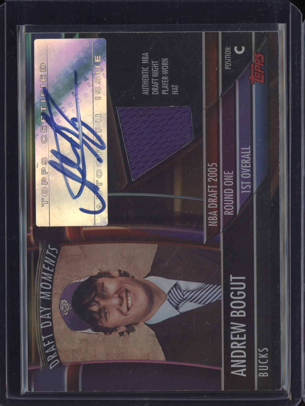 Andrew Bogut 2005 Topps  DDA-AB Draft Day Moments Patch Auto RC 125/129