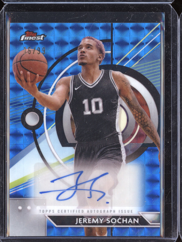 Jeremy Sochan 2023-24 Topps Finest FA-JS Finest Auto Blue Geometric 15-99