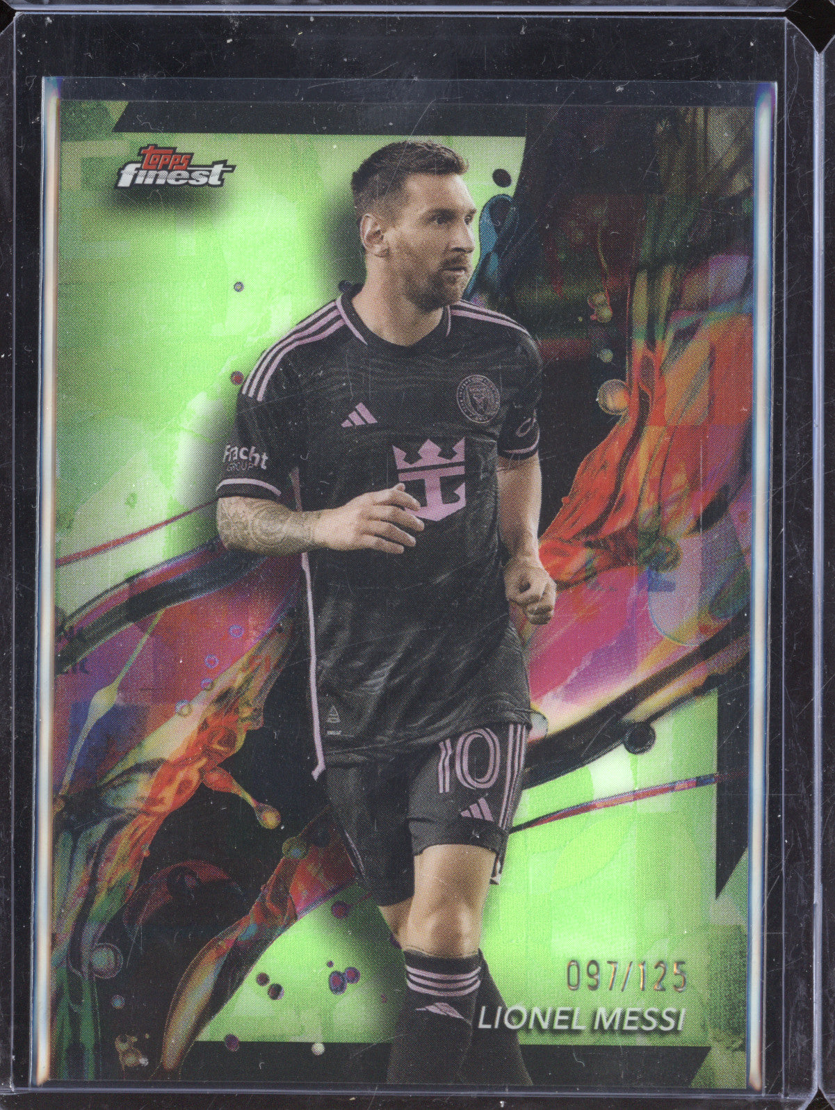 Lionel Messi 2024 Topps Finest MLS 10 Neon Green Refractor 97/125